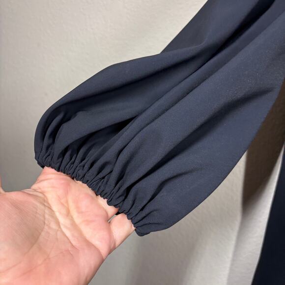 Greta Constantine Size XXL Square Neck Sheath Dress Black Silk Wool Long Sleeves - Picture 9 of 10